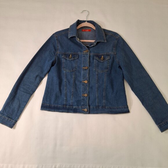 Cantail Jean Jacket Sz 6 Cropped Jean Jacket Stretchy Relaxed Fit In Waist - Picture 4 of 16